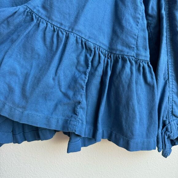 The Great. Flutter Army Jacket Utility Button Blue Cotton Linen Women's 3 Large - Picture 9 of 11